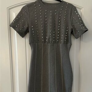 Akira Studded Gray Dress